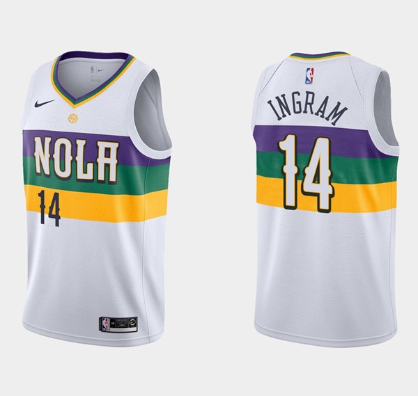 Men's New Orleans Pelicans #14 Brandon Ingram White Stitched Jersey Men's New Orleans Pelicans #14 Brandon Ingram White Stitched Jersey